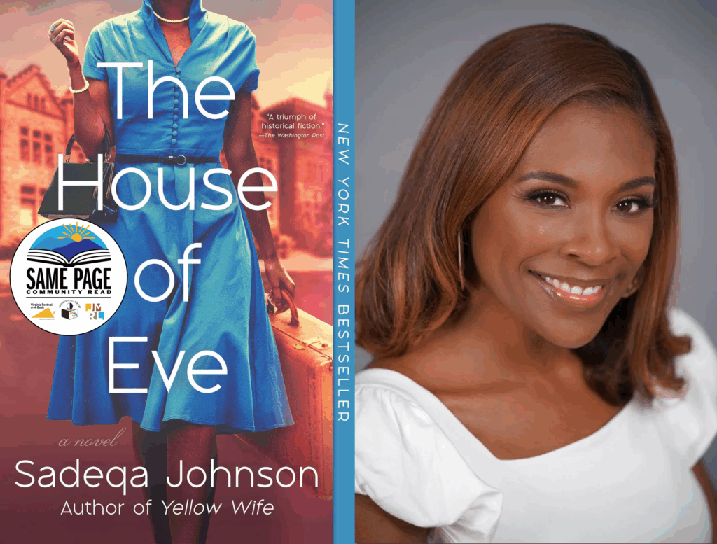 Dual image of House of Eve book cover and author Sadeqa Johnson